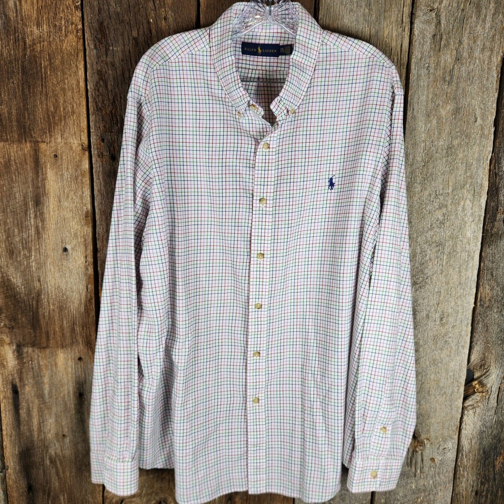Ralph Lauren Mens XXL Tattersall Plaid Button Down Shirt Long Sleeve
